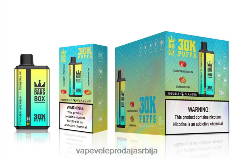 Bang Box 30000 пуффс двоструких укуса 20HXT464 - Vape Cigareta Cena јагода лубеница и киви од јагоде