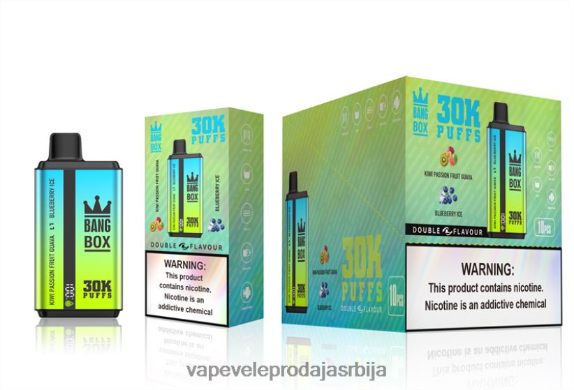 Bang Box 30000 пуффс двоструких укуса 20HXT465 - Vape Без Никотина киви маракује гуава и лед од боровнице