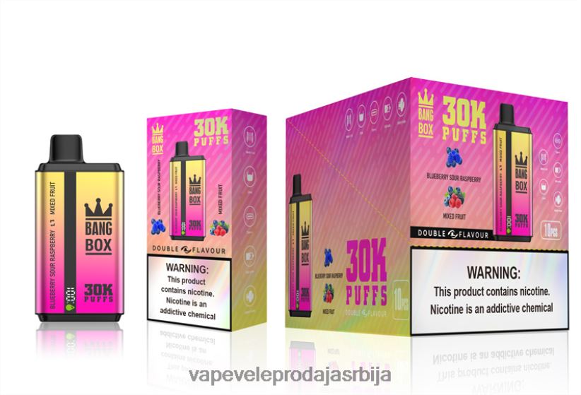 Bang Box 30000 пуффс двоструких укуса 20HXT466 - Vape Bez Nikotina Cijena боровница кисела малина и мешано воће