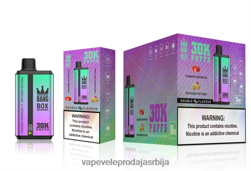 Bang Box 30000 пуффс двоструких укуса 20HXT470 - Vape Shop Valjevo јагода лубеница и гуава од маракује кивија